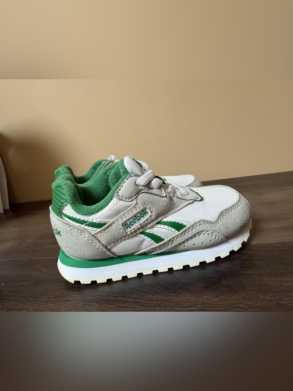 Reebok Classic Nylon Toddler Sneakers White Green Size 7K Retro Shoes